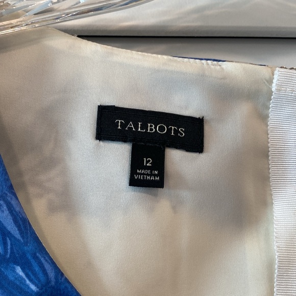 Talbots Sleeveless Dress Size 12 Blue/White Sunflower Pattern - Picture 5 of 7